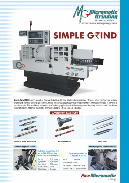 Micromatic Simple Grind Cylindrical Grinding Machine Flyer