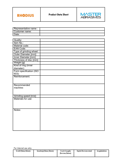 Rhodius Product Data Sheet