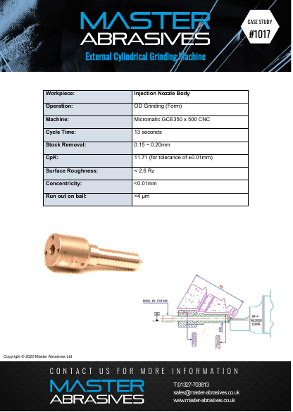 External Cylindrical Grinding Machine - Injection Nozzle Body - Case Study 1017 