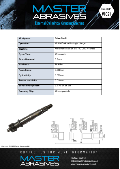 External Cylindrical Grinding Machine - Drive Shaft - Case Study 1021 