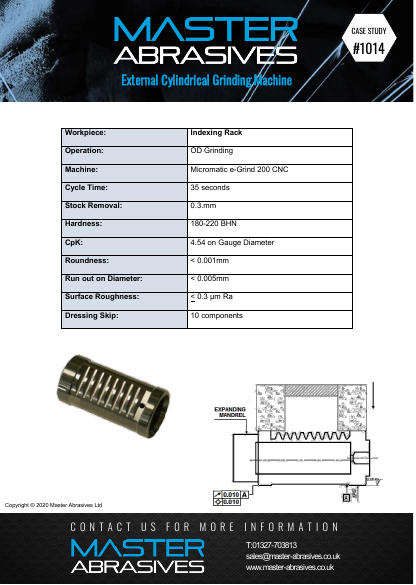 External Cylindrical Grinding Machine - Indexing Rack - Case Study 1014 