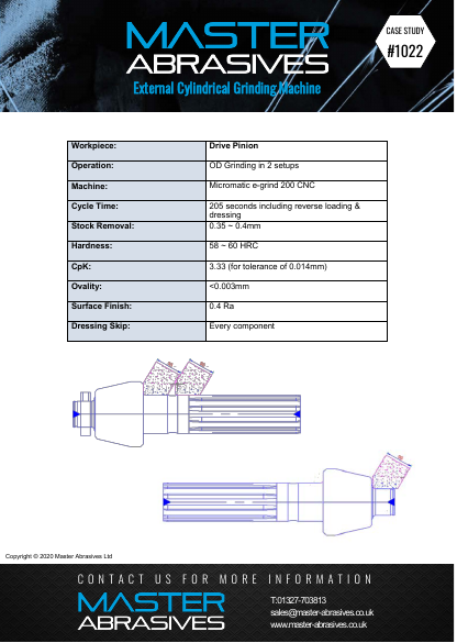 External Cylindrical Grinding Machine - Drive Pinion -  Case Study 1022