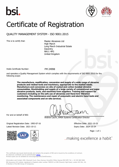 ISO BSI Certificate of Registration iss 2021