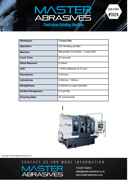 Centreless Grinding Machine - Torsion Bar - Case Study 1024 