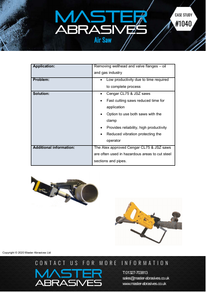 Air Saw - Removing Wellhead & Valve Flanges - Case Study 1040 