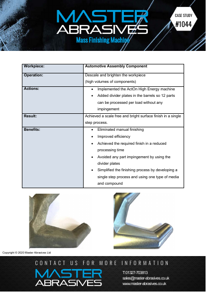 Mass Finishing Machine - Descale & Finish - Case Study 1044 