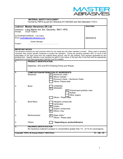 Masterflex Products MSDS